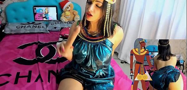  Cosplay Girl Cleopatra Gostosa Gozando gostoso com Lush safada tendo orgasmos